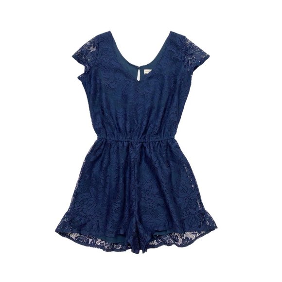 Abercrombie & Fitch Lace Navy Blue Short Romper Small - Picture 11 of 11